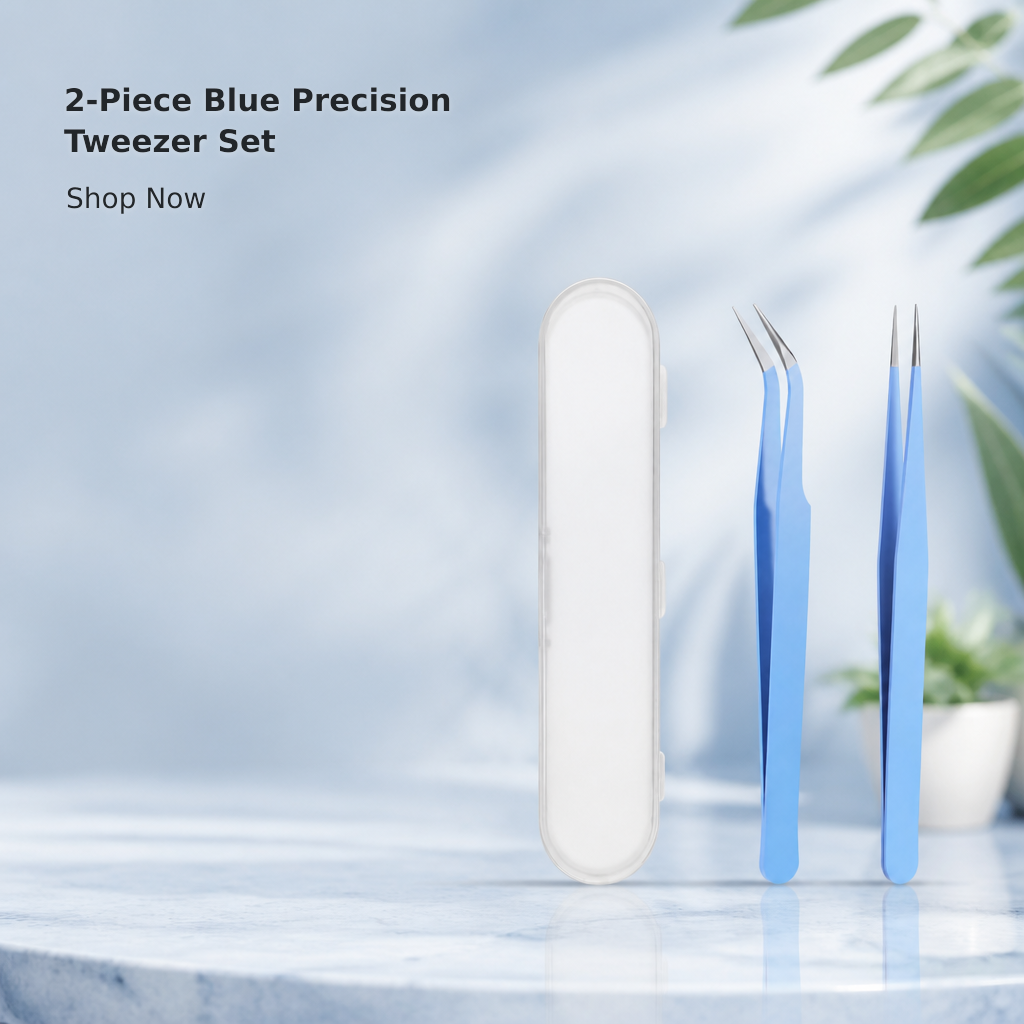 2-Piece Blue Precision Craft Tweezers