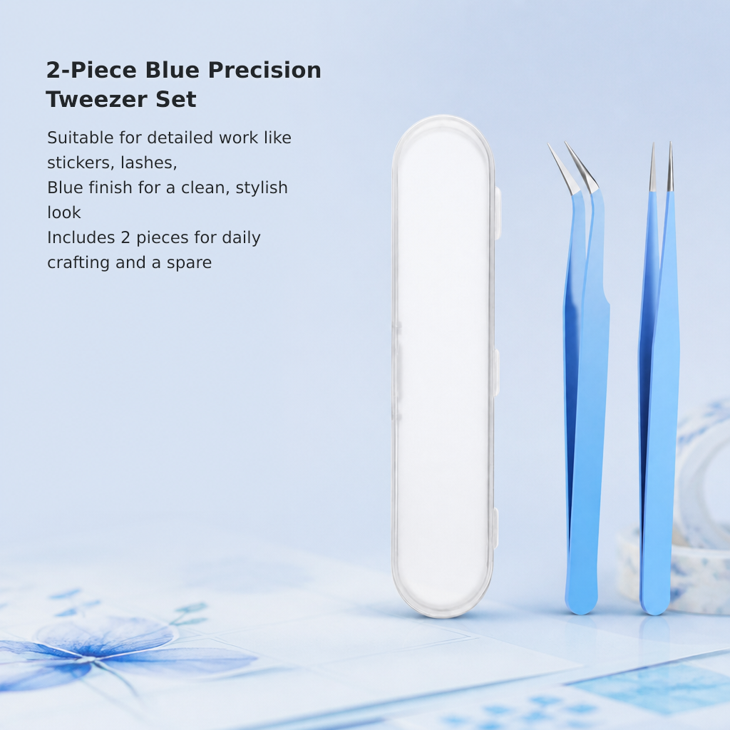 2-Piece Blue Precision Craft Tweezers