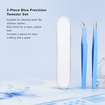 2-Piece Blue Precision Craft Tweezers