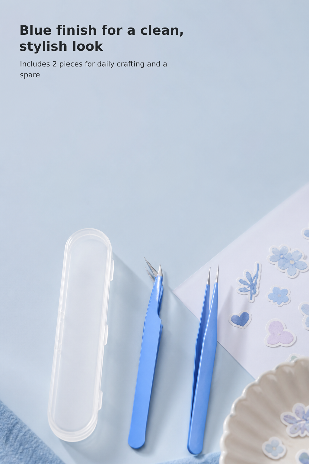 2-Piece Blue Precision Craft Tweezers